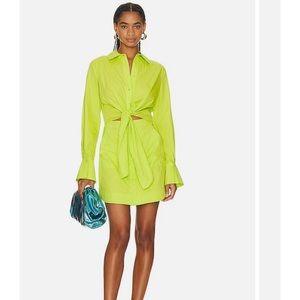 Simkhai Colin mini shirt dress lime green. So cute. Size L. Pre-loved
